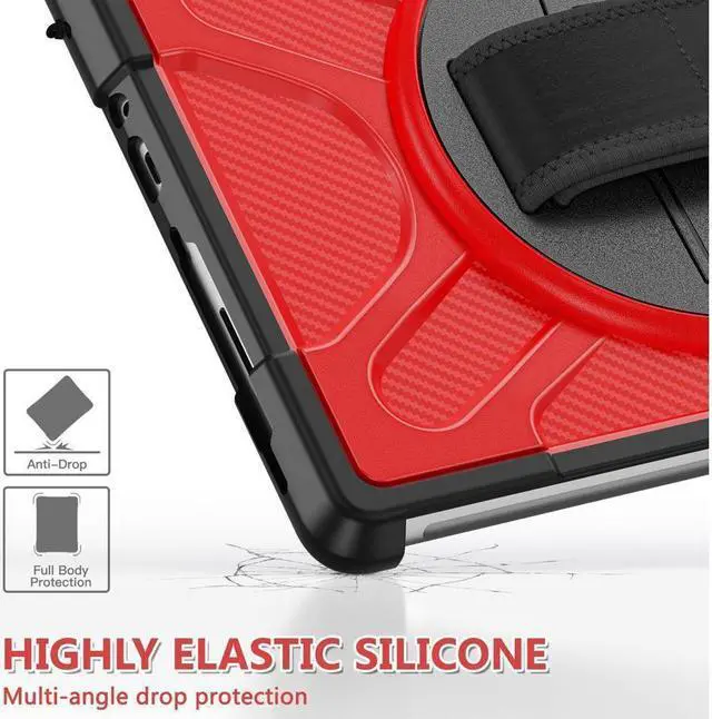 Alt view image 2 of 7 - BONAEVER Case For Microsoft Surface Go 4 2023 / Surface Go 3 2021 / Surface Go 2 2020 / Surface Go 2018 Shockproof Cover with Stand and Shouder Strap,Pen Holder, Stylus Pen, Screen Protector Red