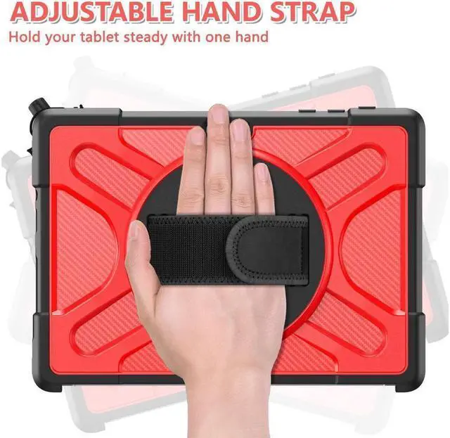 Alt view image 3 of 7 - BONAEVER Case For Microsoft Surface Go 4 2023 / Surface Go 3 2021 / Surface Go 2 2020 / Surface Go 2018 Shockproof Cover with Stand and Shouder Strap,Pen Holder, Stylus Pen, Screen Protector Red