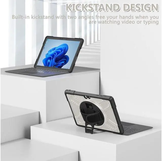 Alt view image 5 of 7 - BONAEVER Case For Microsoft Surface Go 4 2023 / Surface Go 3 2021 / Surface Go 2 2020 / Surface Go 2018 Shockproof Cover with Stand and Shouder Strap,Pen Holder, Stylus Pen, Screen Protector