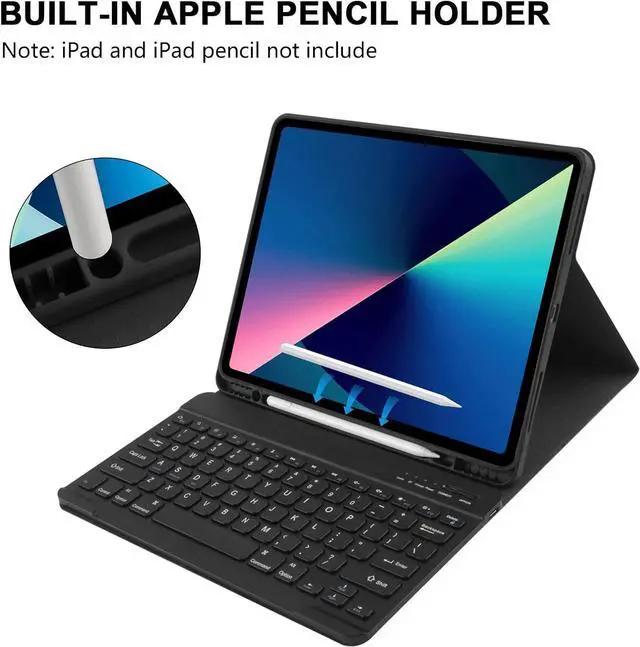 Alt view image 4 of 7 - BONAEVER iPad Air 13 inch M3 2025 M2 2024 Case with Keyboard, Detachable Wireless Keyboard Case for iPad Pro 12.9 inch 6th 5th 4th 3rd Generation 2022 2021 2020 2018 with Pen holder