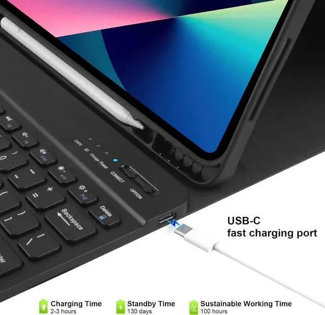 Alt view image 6 of 7 - BONAEVER iPad Air 13 inch M3 2025 M2 2024 Case with Keyboard, Detachable Wireless Keyboard Case for iPad Pro 12.9 inch 6th 5th 4th 3rd Generation 2022 2021 2020 2018 with Pen holder