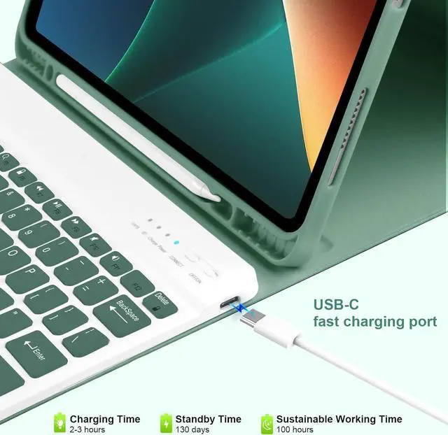 Alt view image 6 of 7 - BONAEVER iPad Air 13 inch M3 2025 M2 2024 Case with Keyboard, Detachable Wireless Keyboard Case for iPad Pro 12.9 inch 6th 5th 4th 3rd Generation 2022 2021 2020 2018 with Pen holder Dark Green
