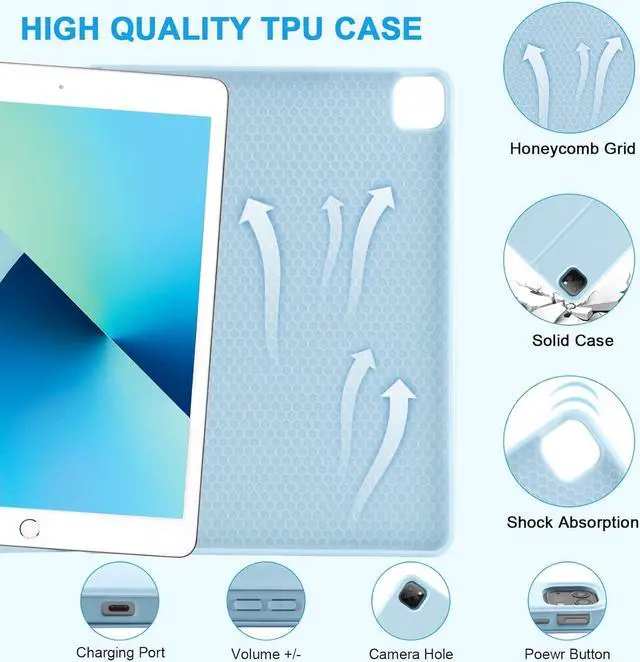 Alt view image 5 of 7 - BONAEVER iPad Air 13 inch M3 2025 M2 2024 Case with Keyboard, Detachable Wireless Keyboard Case for iPad Pro 12.9 inch 6th 5th 4th 3rd Generation 2022 2021 2020 2018 with Pen holder Light Blue