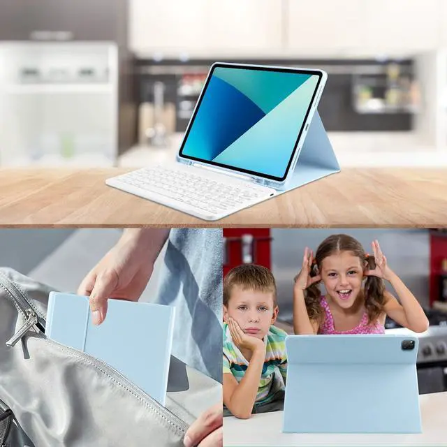 Alt view image 7 of 7 - BONAEVER iPad Air 13 inch M3 2025 M2 2024 Case with Keyboard, Detachable Wireless Keyboard Case for iPad Pro 12.9 inch 6th 5th 4th 3rd Generation 2022 2021 2020 2018 with Pen holder Light Blue