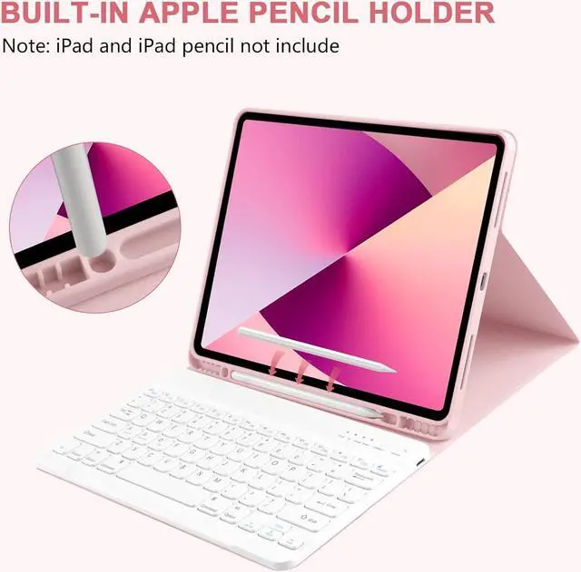 Alt view image 5 of 7 - BONAEVER iPad Air 13 inch M3 2025 M2 2024 Case with Keyboard, Detachable Wireless Keyboard Case for iPad Pro 12.9 inch 6th 5th 4th 3rd Generation 2022 2021 2020 2018 with Pen holder Pink