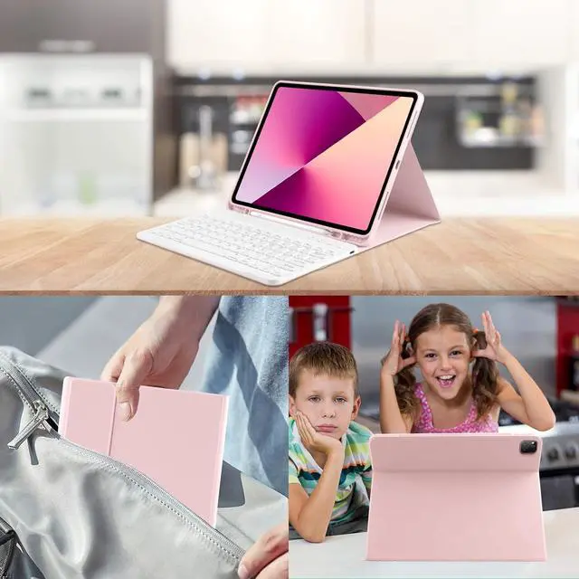 Alt view image 7 of 7 - BONAEVER iPad Air 13 inch M3 2025 M2 2024 Case with Keyboard, Detachable Wireless Keyboard Case for iPad Pro 12.9 inch 6th 5th 4th 3rd Generation 2022 2021 2020 2018 with Pen holder Pink