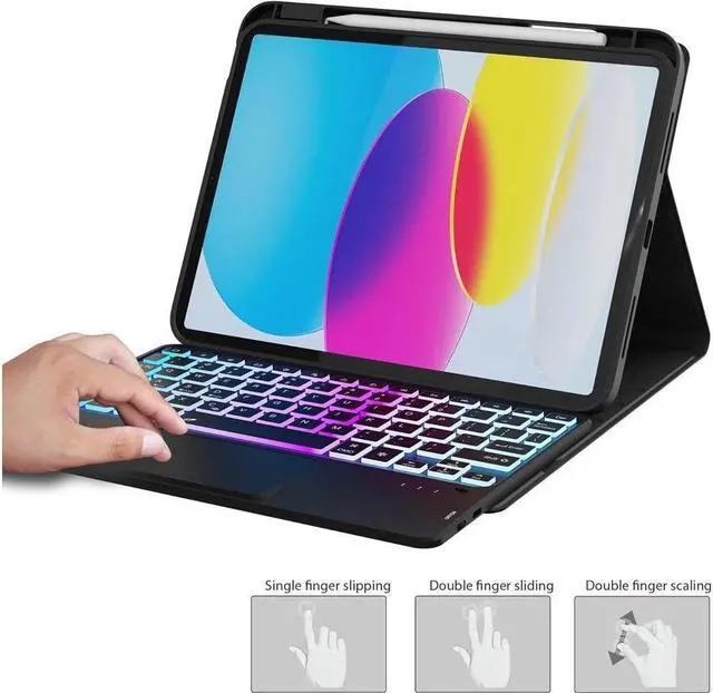 Alt view image 4 of 7 - BONAEVER Touchpad Keyboard case for iPad Air 13 inch 2025 M3 2024 M2, iPad Pro 12.9 inch 2022 2021 2020 2018 6th 5th 4th 3rd Gen Bluetooth Keyboard Cover with Backlits, Pen Holder Screen Protector