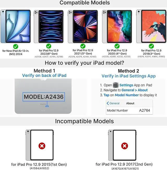 Alt view image 2 of 7 - BONAEVER Wireless Keyboard Case for iPad Air 13 inch M3 2025 M2 2024, iPad Pro 12.9 6th 5th 4th 3rd Gen 2022 - 2018, Trackpad, 360° Rotatable, Wireless Keyboard Cover, Rainbow Backlits with Pen Holder