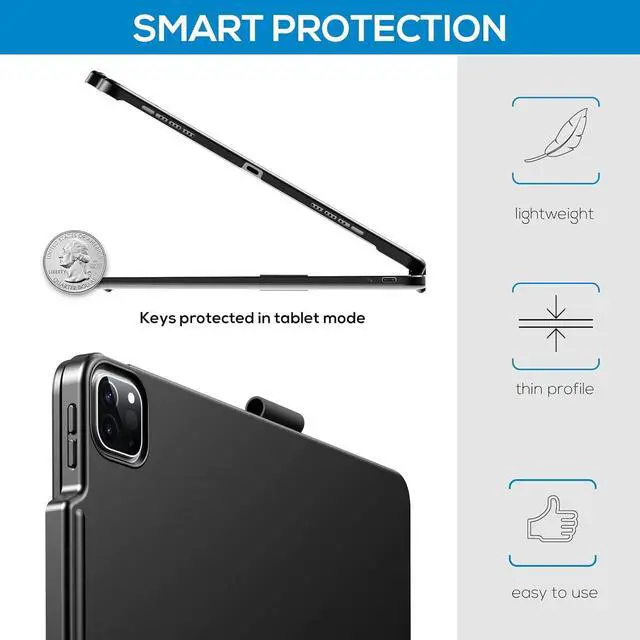 Alt view image 6 of 7 - BONAEVER Keyboard Case for iPad Air 13 inch M3 2025 M2 2024 & iPad Pro 12.9 6th 5th 4th 3rd 2022 2021 2020 2018, Multi-touch Trackpad, 360° Rotatable & Swivel Keyboard, Backlit with Pencil Holder