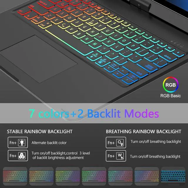 Alt view image 3 of 7 - BONAEVER Keyboard Case for iPad Air 13 inch M3 2025 M2 2024 & iPad Pro 12.9 6th 5th 4th 3rd 2022 2021 2020 2018, Multi-touch Trackpad, 360° Rotatable & Swivel Keyboard, Backlit with Pencil Holder
