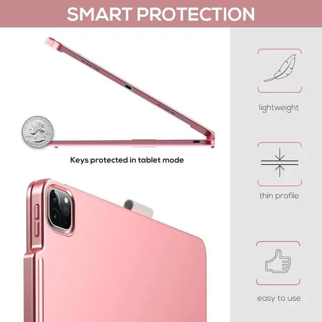 Alt view image 6 of 7 - BONAEVER Keyboard Case for iPad Air 13 inch M3 2025 M2 2024 & iPad Pro 12.9 6th 5th 4th 3rd 2022 2021 2020 2018, Multi-touch Trackpad, 360° Rotatable & Swivel Keyboard, Backlit with Pencil Holder