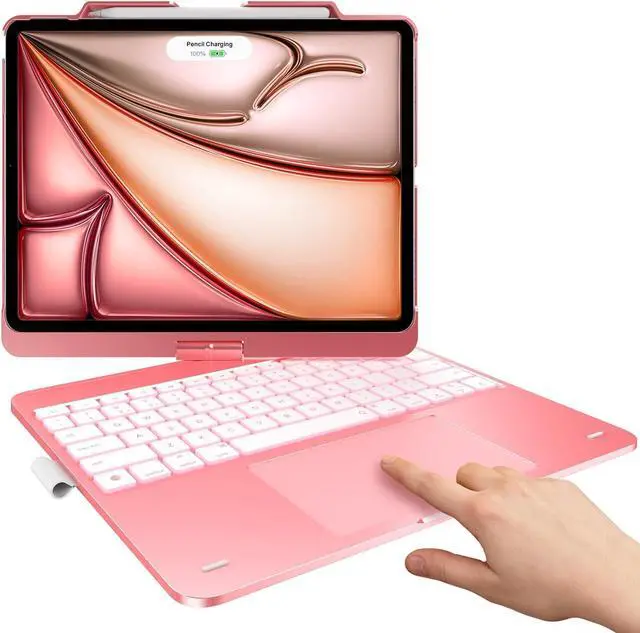 Main image of BONAEVER Keyboard Case for iPad Air 13 inch M3 2025 M2 2024 & iPad Pro 12.9 6th 5th 4th 3rd 2022 2021 2020 2018, Multi-touch Trackpad, 360° Rotatable & Swivel Keyboard, Backlit with Pencil Holder