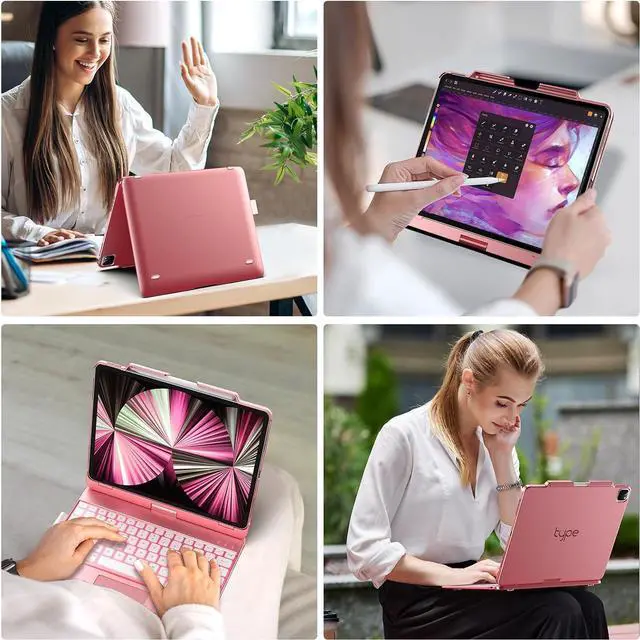 Alt view image 7 of 7 - BONAEVER Keyboard Case for iPad Air 13 inch M3 2025 M2 2024 & iPad Pro 12.9 6th 5th 4th 3rd 2022 2021 2020 2018, Multi-touch Trackpad, 360° Rotatable & Swivel Keyboard, Backlit with Pencil Holder