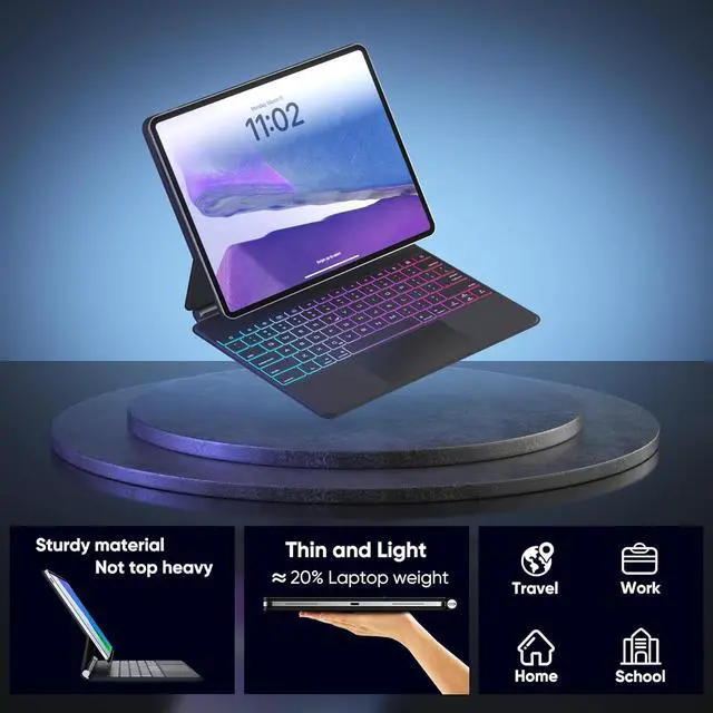 Alt view image 6 of 7 - BONAEVER Magic Keyboard Case for iPad Air 13 inch M3 M2 2025 2024, iPad Pro 12.9 6th 5th 4th 3rd Gen 2022 - 2018, Wireless Magnetic Keyboard Case with Trackpad, Floating Cantilever Stand, Backlits
