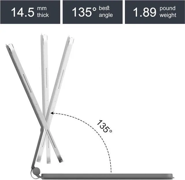 Alt view image 6 of 7 - BONAEVER Magic Keyboard Case for iPad Air 13 M3 2025 M2 2024 and iPad Pro 12.9 6th/5th/4th/3rd Gen, Wireless Magnetic Keyboard Case with Trackpad, Floating Cantilever Stand, Rainbow Backlits Keyboard