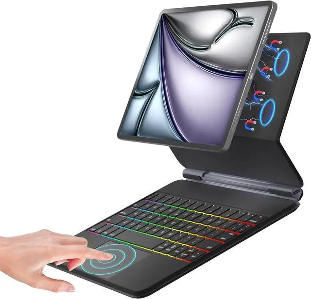 Main image of BONAEVER iPad Air 11 inch case with Keyboard 2025 (M3) 2024 (M2), Magic Stand, 7-Color Backlit, Trackpad, Magic Keyboard case for iPad Pro 11 inch 4th 3rd 2nd 1st Gen & iPad Air 10.9 inch 5th 4th Gen