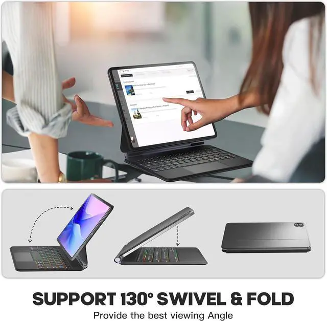 Alt view image 6 of 7 - BONAEVER iPad Air 11 inch case with Keyboard 2025 (M3) 2024 (M2), Magic Stand, 7-Color Backlit, Trackpad, Magic Keyboard case for iPad Pro 11 inch 4th 3rd 2nd 1st Gen & iPad Air 10.9 inch 5th 4th Gen
