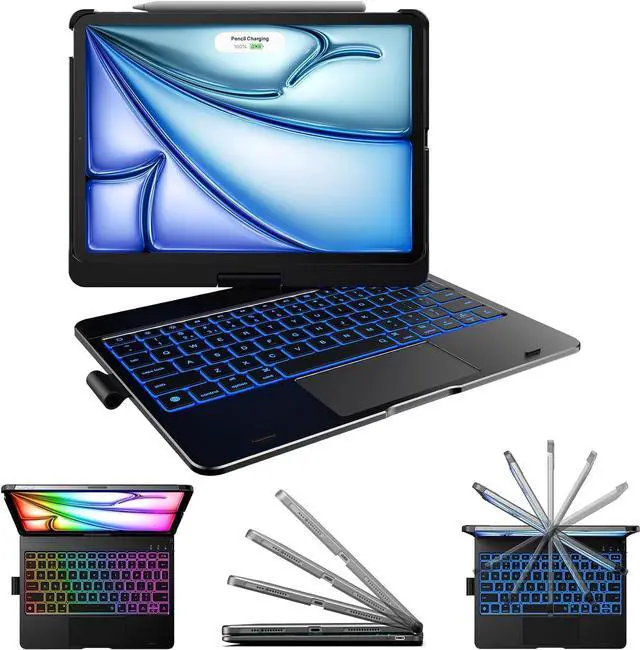 Main image of BONAEVER Touch Keyboard Case for iPad Air 11 inch (M3) 2025 (M2) 2024 & iPad Pro 11 4th/3rd/2nd/1st Gen & iPad Air 5th & 4th Gen 10.9 inch, Multi-Touch Trackpad & Backlight & 360° Rotatable