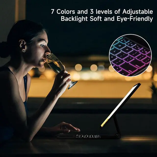 Alt view image 3 of 7 - BONAEVER Keyboard Case for iPad (A16) 11th Gen 11 Inch 2025, iPad 10th Gene 10.9 inch 2022, Magic Magnetic Stand Keyboard with Multi-Touch Trackpad, Floating Design, 7 Colors Backlit, Bluetooth