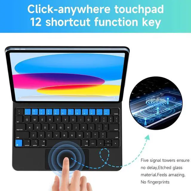 Alt view image 6 of 7 - BONAEVER Keyboard Case for iPad (A16) 11th Gen 11 Inch 2025, iPad 10th Gene 10.9 inch 2022, Magic Magnetic Stand Keyboard with Multi-Touch Trackpad, Floating Design, 7 Colors Backlit, Bluetooth