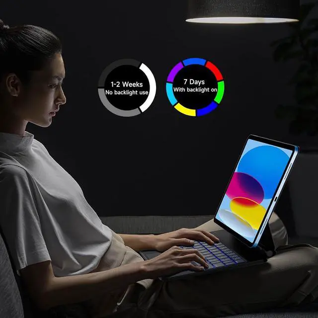 Alt view image 4 of 7 - BONAEVER Keyboard Case for iPad (A16) 11th Gen 11 Inch 2025, iPad 10th Gene 10.9 inch 2022, Magic Magnetic Stand Keyboard with Multi-Touch Trackpad, Floating Design, 7 Colors Backlit, Bluetooth