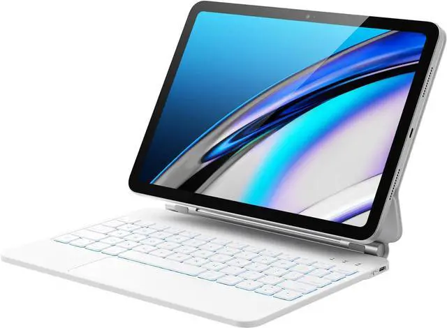 Main image of BONAEVER Floating Case for iPad (A16) 11th Generation 11 Inch 2025, iPad 10th Generation 10.9 inch 202 with Keyboard, Magnetic Stand, 7 Color Backlit, Smart Touchpad Keyboard Case White