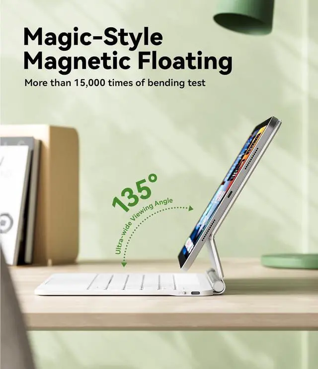 Alt view image 3 of 7 - BONAEVER Floating Case for iPad (A16) 11th Generation 11 Inch 2025, iPad 10th Generation 10.9 inch 202 with Keyboard, Magnetic Stand, 7 Color Backlit, Smart Touchpad Keyboard Case White
