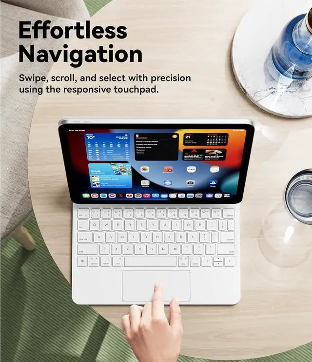 Alt view image 7 of 7 - BONAEVER Floating Case for iPad (A16) 11th Generation 11 Inch 2025, iPad 10th Generation 10.9 inch 202 with Keyboard, Magnetic Stand, 7 Color Backlit, Smart Touchpad Keyboard Case White