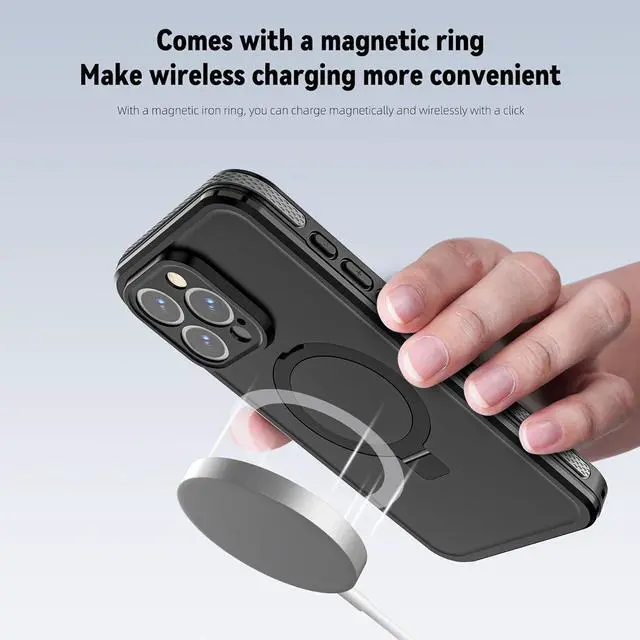 Alt view image 6 of 7 - BONAEVER Waterproof Case for iPhone 15 Pro 6.1 inch with Magnetic Stand, IP68 Waterproof Dustproof Case [Compatible with MagSafe] [Built-in Screen Protector] Full Body Heavy Protective Cover