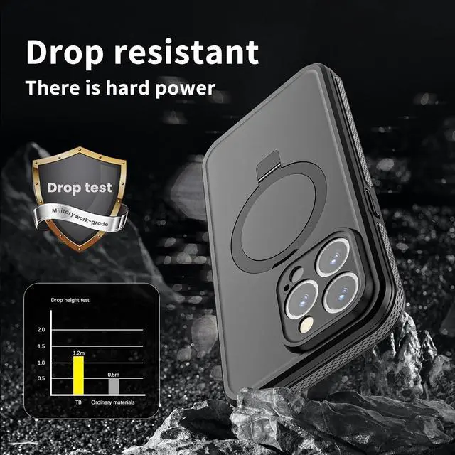 Alt view image 3 of 7 - BONAEVER Waterproof Case for iPhone 15 Pro 6.1 inch with Magnetic Stand, IP68 Waterproof Dustproof Case [Compatible with MagSafe] [Built-in Screen Protector] Full Body Heavy Protective Cover