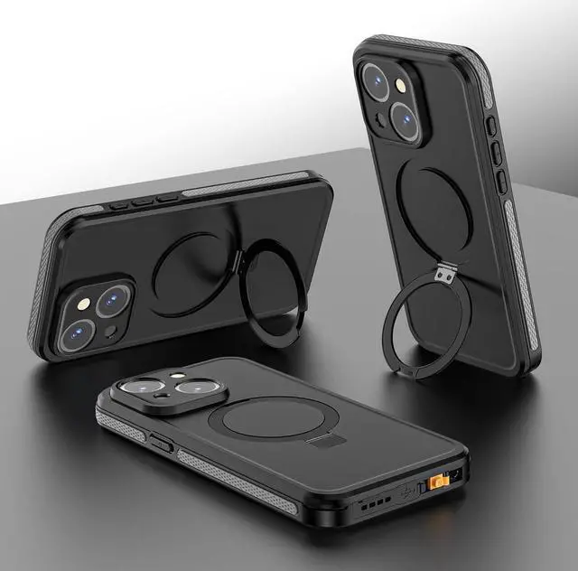 Alt view image 5 of 7 - BONAEVER Waterproof Case for iPhone 15 6.1 inch with Magnetic Stand, IP68 Waterproof Dustproof Case [Compatible with MagSafe] [Built-in Screen Protector] Full Body Heavy Protective Cover