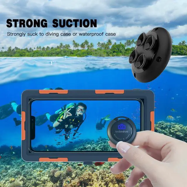 Alt view image 2 of 7 - BONAEVER Waterproof Bluetooth Remote Shutter for iPhone & Android Camera 15M Professional Underwater Snorkeling Diving Wireless Remote Control Selfie Button for iPad iPod Tablet, Photos & Videos