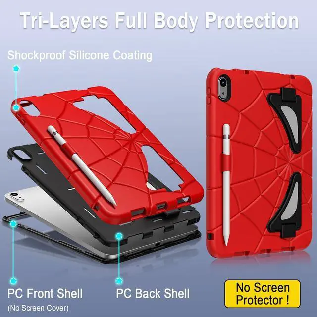 Alt view image 5 of 6 - BONAEVER Case for iPad (A16) 11th Generation 11 Inch 2025, iPad 10th Generation 10.9 inch 2022 Cover with Kickstand Shoulder Strap Pencil Holder Red