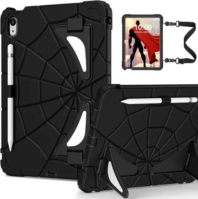 Main image of BONAEVER Case for iPad (A16) 11th Generation 11 Inch 2025, iPad 10th Generation 10.9 inch 2022 Cover with Kickstand Shoulder Strap Pencil Holder Black/Black