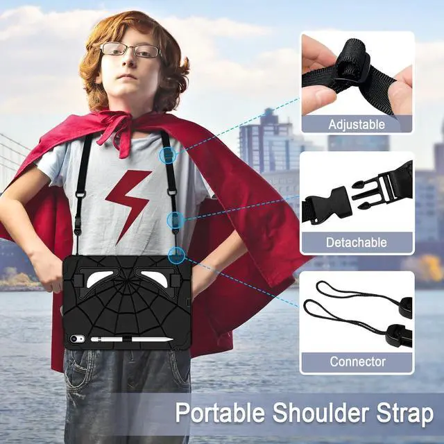 Alt view image 2 of 6 - BONAEVER Case for iPad (A16) 11th Generation 11 Inch 2025, iPad 10th Generation 10.9 inch 2022 Cover with Kickstand Shoulder Strap Pencil Holder Black/Black