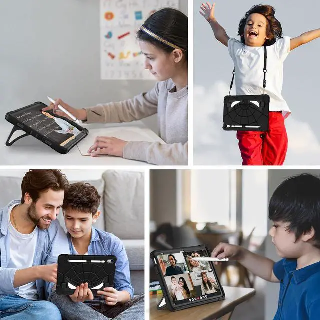 Alt view image 6 of 6 - BONAEVER Case for iPad (A16) 11th Generation 11 Inch 2025, iPad 10th Generation 10.9 inch 2022 Cover with Kickstand Shoulder Strap Pencil Holder Black/Black