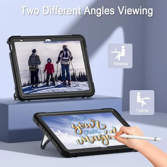 Alt view image 3 of 6 - BONAEVER Case for iPad (A16) 11th Generation 11 Inch 2025, iPad 10th Generation 10.9 inch 2022 Cover with Kickstand Shoulder Strap Pencil Holder Black/Black