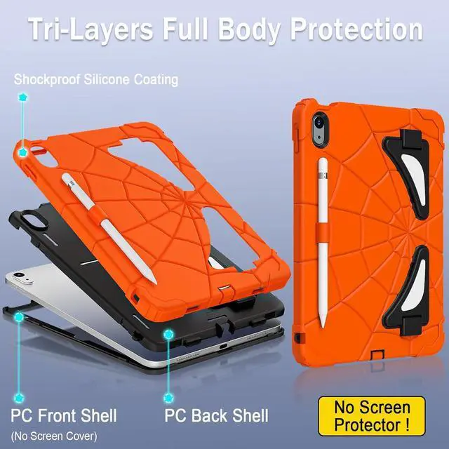 Alt view image 5 of 6 - BONAEVER Case for iPad (A16) 11th Generation 11 Inch 2025, iPad 10th Generation 10.9 inch 2022 Cover with Kickstand Shoulder Strap Pencil Holder Orange