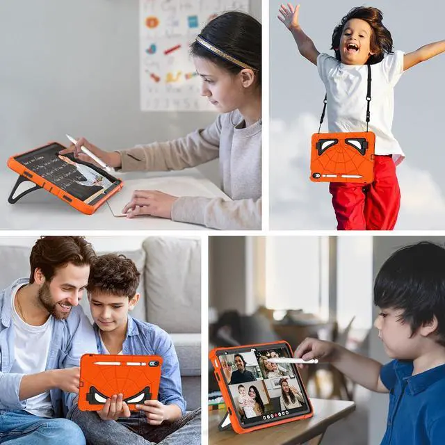 Alt view image 3 of 6 - BONAEVER Case for iPad (A16) 11th Generation 11 Inch 2025, iPad 10th Generation 10.9 inch 2022 Cover with Kickstand Shoulder Strap Pencil Holder Orange