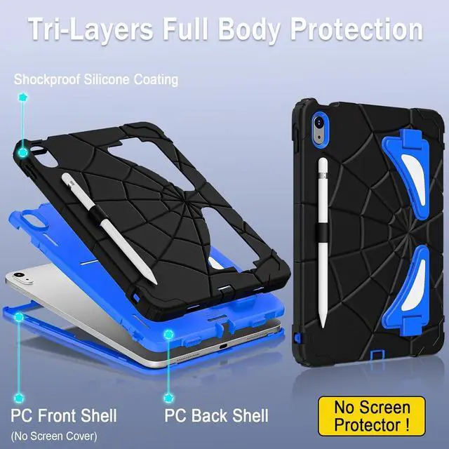 Alt view image 5 of 6 - BONAEVER Case for iPad (A16) 11th Generation 11 Inch 2025, iPad 10th Generation 10.9 inch 2022 Cover with Kickstand Shoulder Strap Pencil Holder Black/Blue
