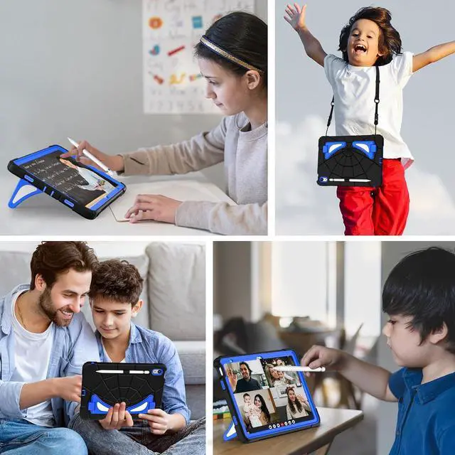 Alt view image 6 of 6 - BONAEVER Case for iPad (A16) 11th Generation 11 Inch 2025, iPad 10th Generation 10.9 inch 2022 Cover with Kickstand Shoulder Strap Pencil Holder Black/Blue