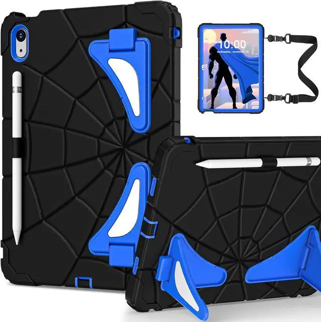 Main image of BONAEVER Case for iPad (A16) 11th Generation 11 Inch 2025, iPad 10th Generation 10.9 inch 2022 Cover with Kickstand Shoulder Strap Pencil Holder Black/Blue