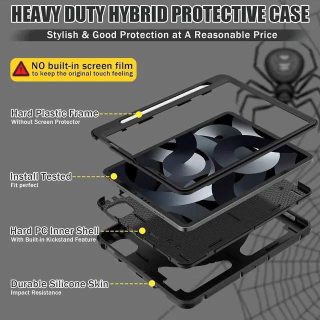 Alt view image 5 of 7 - BONAEVER Shockproof Case for iPad Air 5th/4th Gen 10.9 inch 2022/2020, iPad Pro 11 inch 1st 2nd 3rd Gen 2018/2020/2021/2022, Heavy Duty Rugged Protective Cover for Kids Children with Stand, Pen Holder