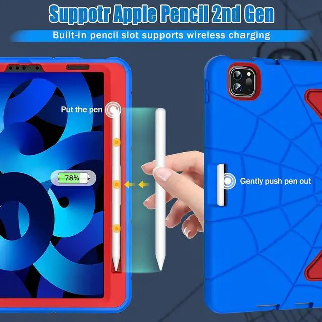 Alt view image 5 of 7 - BONAEVER Shockproof Case for iPad Air 5th/4th Gen 10.9 inch 2022/2020, iPad Pro 11 inch 1st 2nd 3rd Gen 2018/2020/2021/2022, Heavy Duty Rugged Protective Cover for Kids Children with Stand, Pen Holder