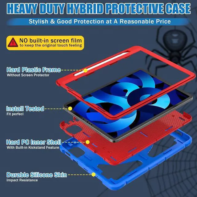Alt view image 6 of 7 - BONAEVER Shockproof Case for iPad Air 5th/4th Gen 10.9 inch 2022/2020, iPad Pro 11 inch 1st 2nd 3rd Gen 2018/2020/2021/2022, Heavy Duty Rugged Protective Cover for Kids Children with Stand, Pen Holder