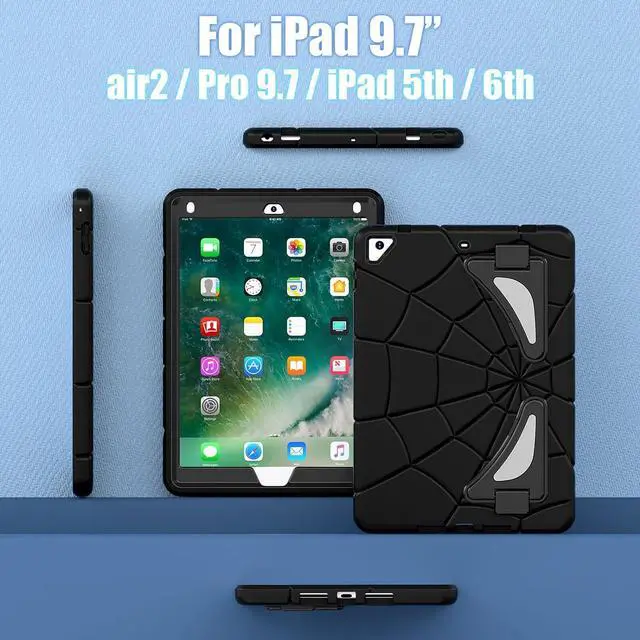 Alt view image 7 of 7 - BONAEVER Shockproof Case for iPad 9.7 inch 2017 2018 5th/6th Generation/Air 2/Pro 9.7, Hybrid Rugged Protective Cover with Kickstand