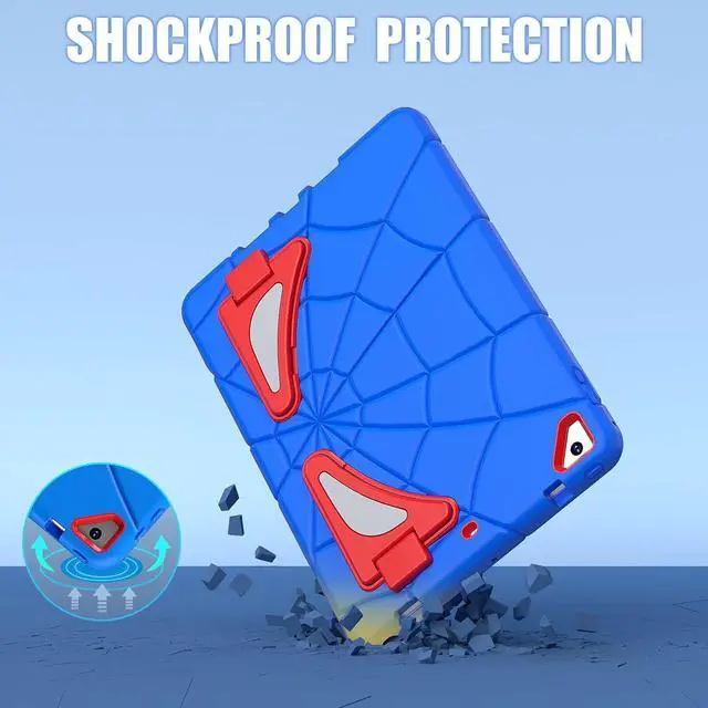 Alt view image 4 of 7 - BONAEVER Shockproof Case for iPad 9.7 inch 2017 2018 5th/6th Generation/Air 2/Pro 9.7, Hybrid Rugged Protective Cover with Kickstand Blue/Red