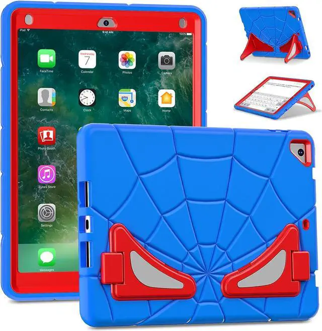 Main image of BONAEVER Shockproof Case for iPad 9.7 inch 2017 2018 5th/6th Generation/Air 2/Pro 9.7, Hybrid Rugged Protective Cover with Kickstand Blue/Red