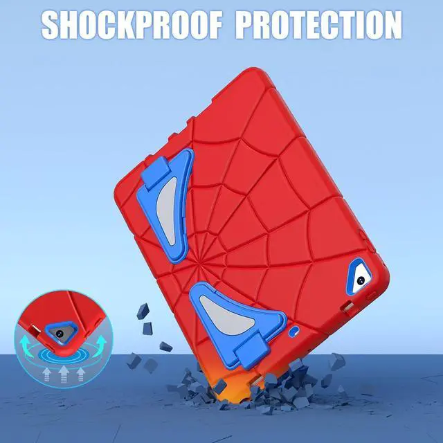 Alt view image 3 of 7 - BONAEVER Shockproof Case for iPad 9.7 inch 2017 2018 5th/6th Generation/Air 2/Pro 9.7, Hybrid Rugged Protective Cover with Kickstand Red