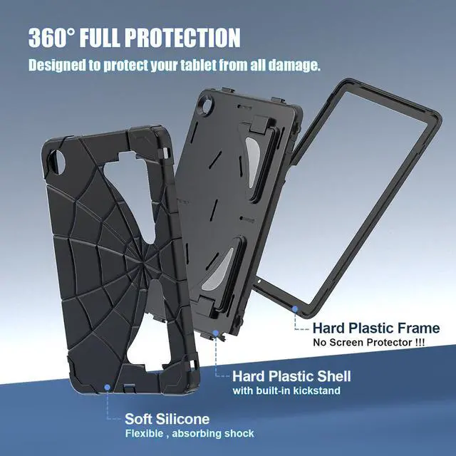 Alt view image 6 of 7 - BONAEVER Case for Samsung Galaxy Tab A9 Plus 11 Inch 2023 Model SM-X210/X216/X218, Rugged Shockproof Cover with Stand Shoulder Strap for Samsung Galaxy Tab A9+ Black